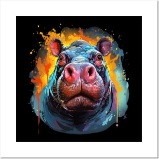 Hippo Rainbow Posters and Art